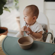 Mushie Baby Silicone Feeding Spoon Set - Mauve / Stone