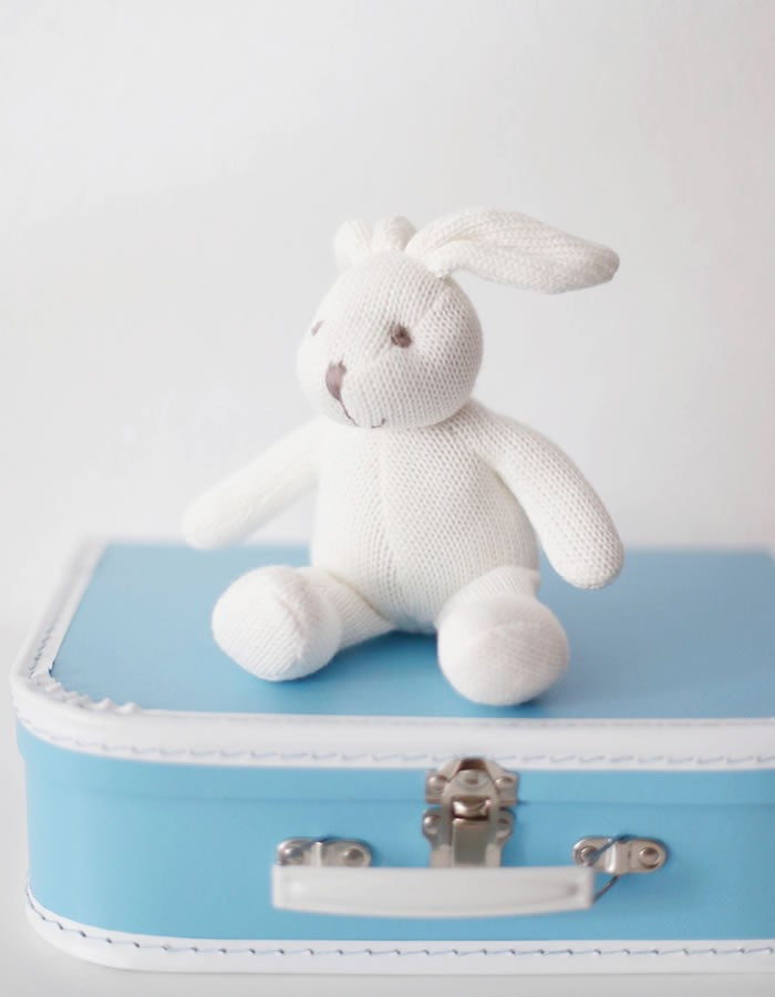 Organic Knitted Bunny Rattle White