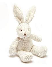 Knitted Bunny Rattle White
