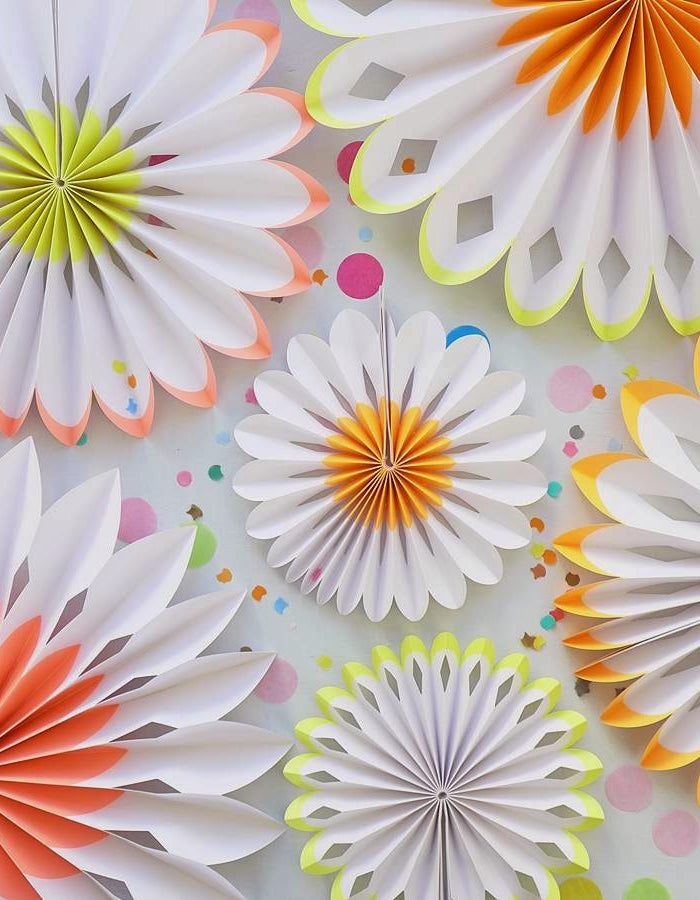 Neon Daisy Flower Pinwheel Decorations - Set of 6