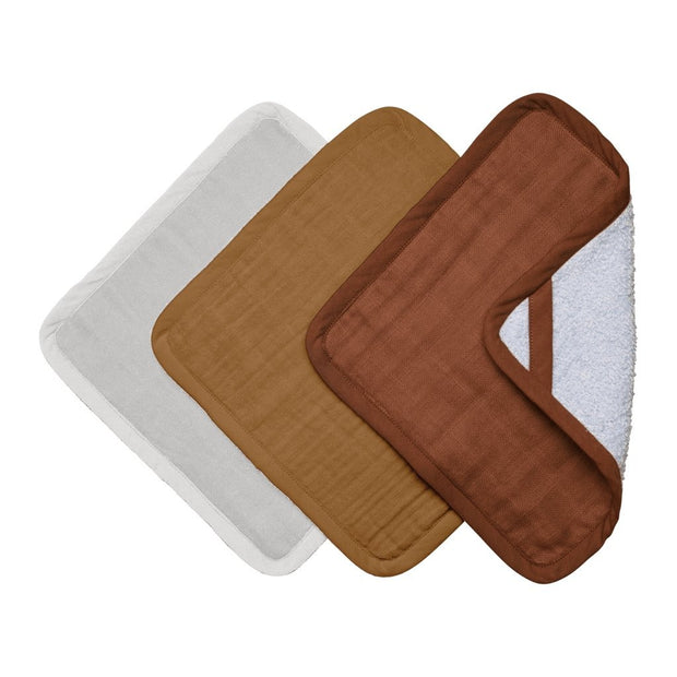 Fabelab Organic Cotton Washcloth Set of 3 - Wood