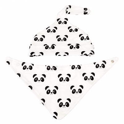 Organic Cotton Hat & Bib Gift Set - Panda