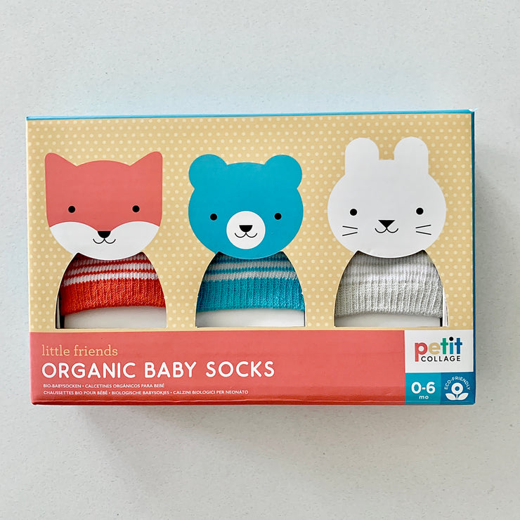 Petit Collage Set Of Three Organic Baby Socks