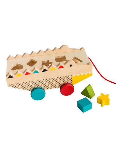Alligator Wooden Shape Sorter And Pull Toy