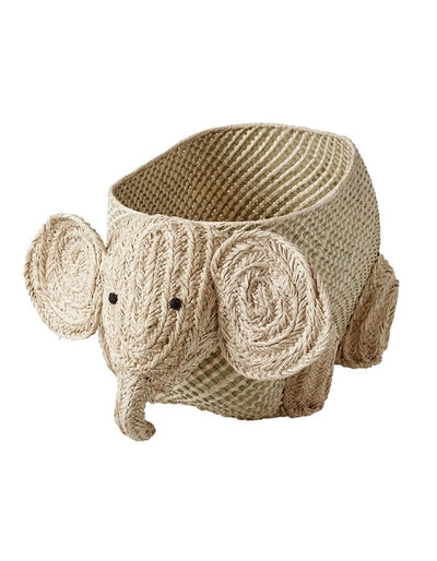 Natural Raffia Storage Basket - Elephant