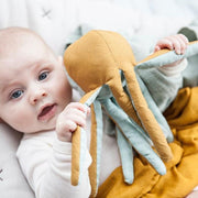 Fabelab Organic Octopus Baby Rattle - Ochre