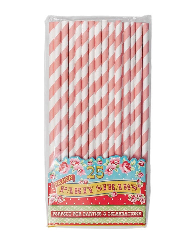 Paper Straws - Pink and White Stripe