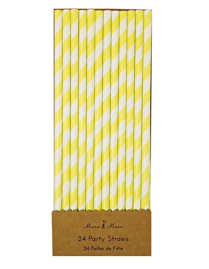 Paper Straws - Yellow and White Stripe